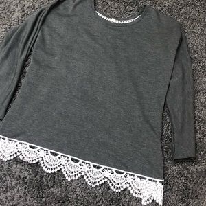 Lace trimmed sweater/top